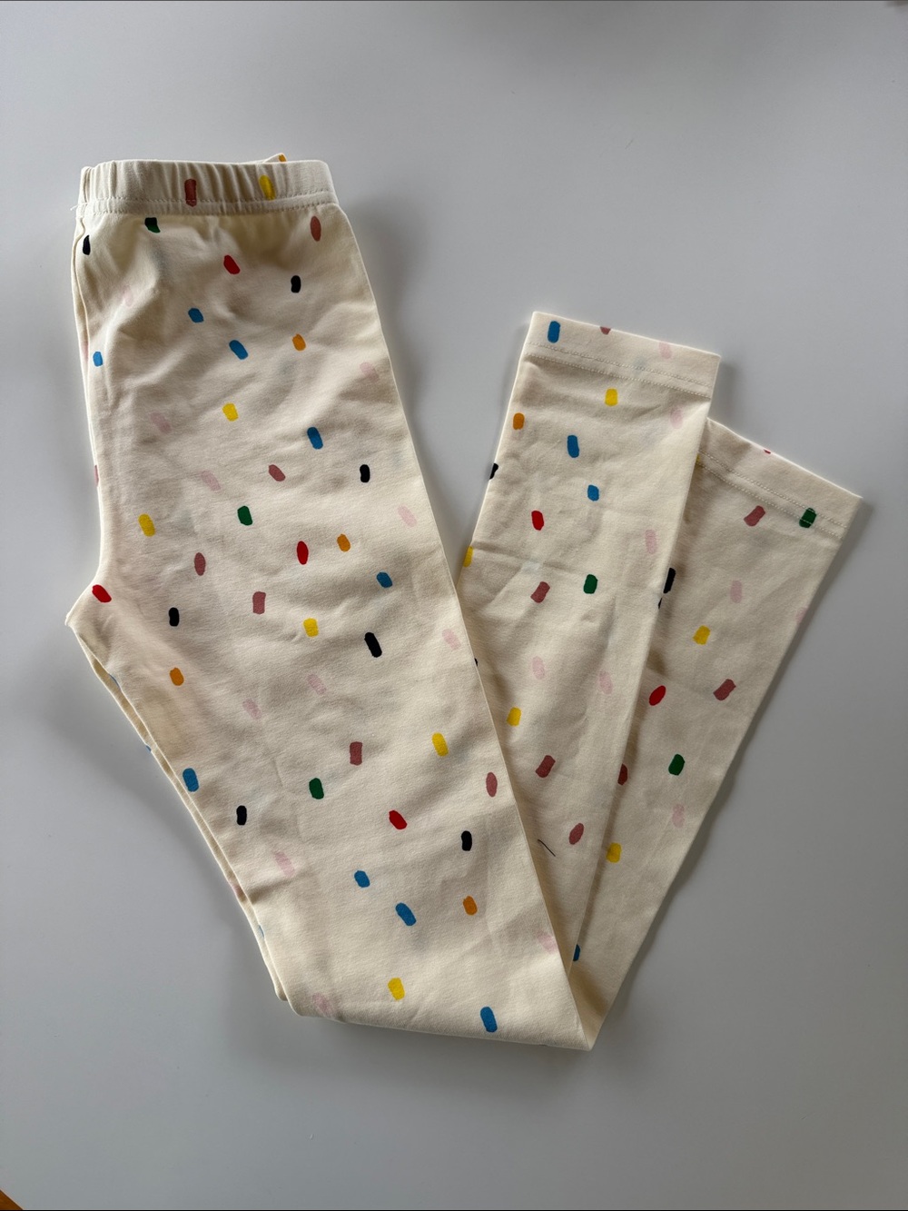Hanna Andersson Cream Leggings with Multicolor Dot Splotches Size 10